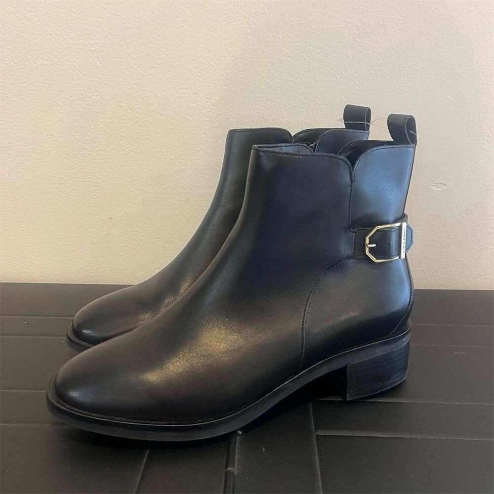 Cole Haan Women's Kimberly Black Leather Ankle Waterproof Booties Size 7B